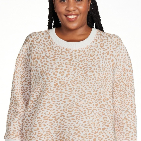 015 Time and Tru | NWT Leopard Tan Cream Women’s Garment Wash Sweatshirt (XXXL) - Picture 3 of 11